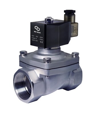 1.5'' Inch Stainless Electric Solenoid Zero Differential Valve NC 24V DC Viton