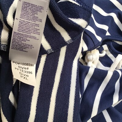NYDJ Top Shirt Sz PXL Striped Terry Laced Up Long Sleeves Soft