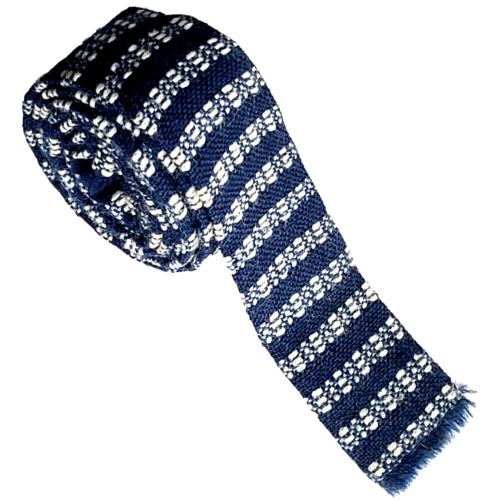 Handcrest Square End Wool Tie Stripped Handmade USA VTG 60s Necktie 53x1.75"