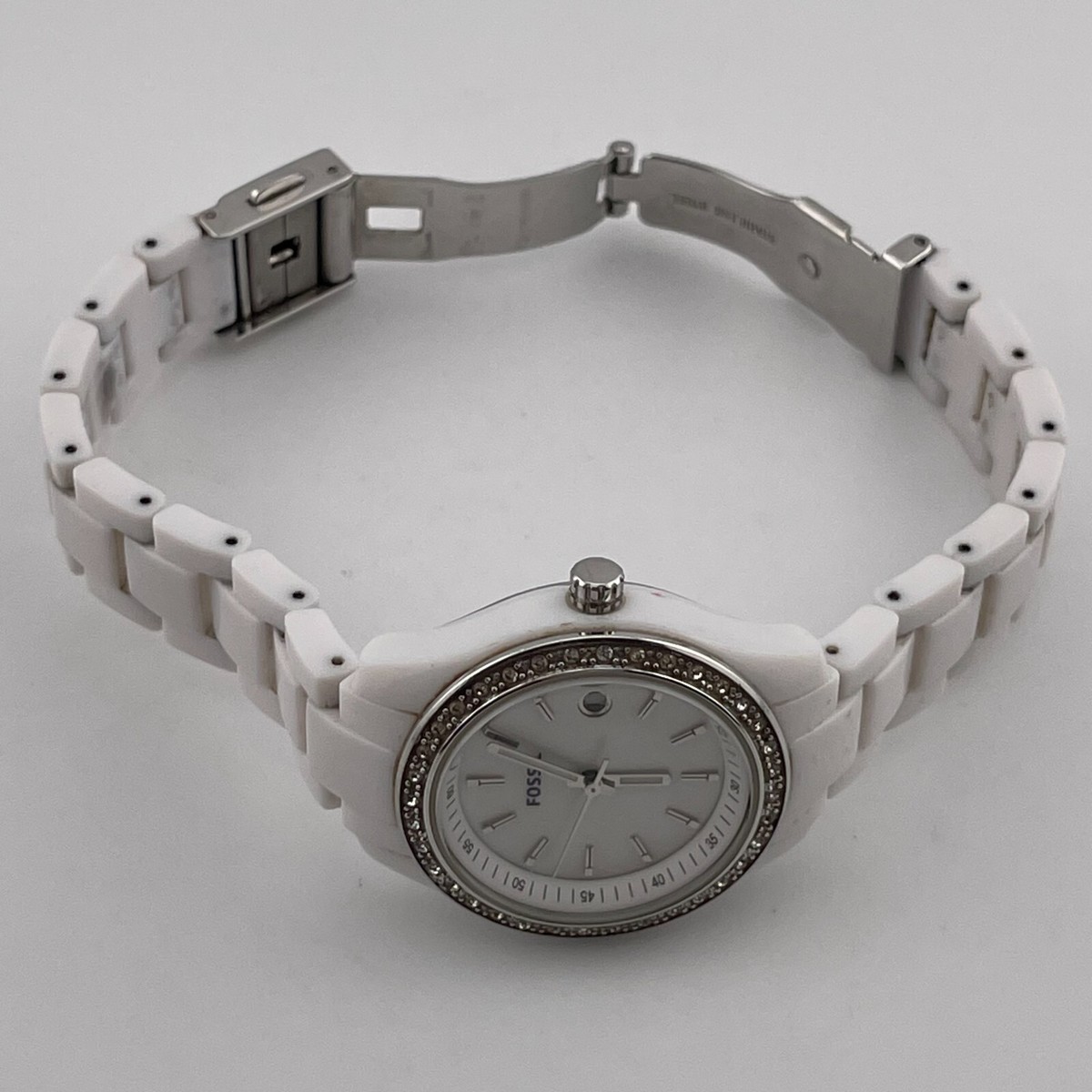 New  Fossil lady w/box #ES2437 Fossil Womens Watch 31mm White Ceramic Crystals Date ES-2437  main image 2