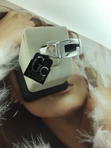 GUESS PLATA ESTERLINA 925 INVERSIÓN CON ANILLO DE ÓNIX NEGRO ""G"" FIRMADO NUEVO TALLA 6 - Imagen 11 de 12