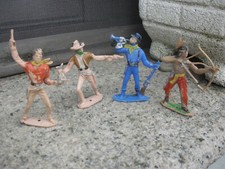 anni '70 lotto 4 soldatini COMANSI - soldato - indiano - cowboy