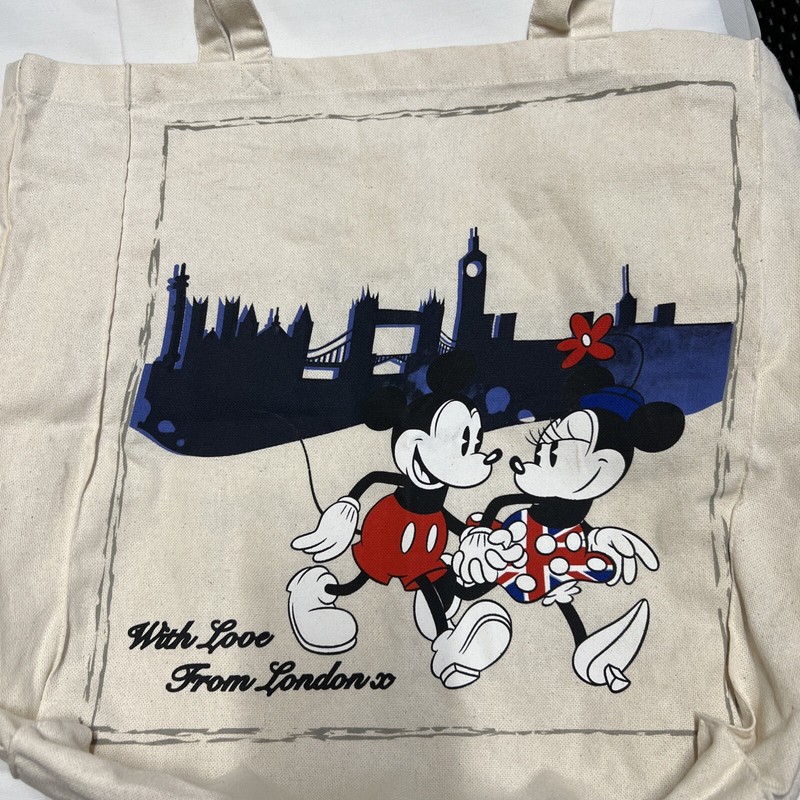 PRIMARK London Mickey Mouse & Minnie Tote Bag London BridgeCotton Cloth Disney
