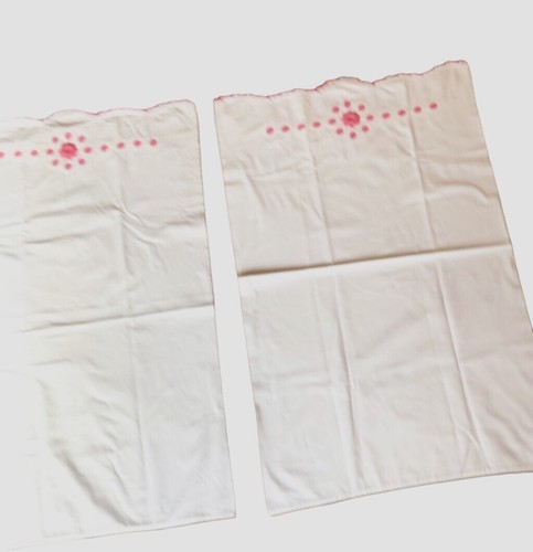 VNT Cotton Pillow Cases Embroidered Pop Up Crochet Pink Flower Scalloped Edge - 第 9/19 張圖片