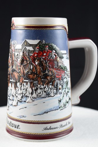 Budweiser 1989 Collector's Series Holiday Stein Mug Clydesdales 6.5" Tall - Picture 2 of 9