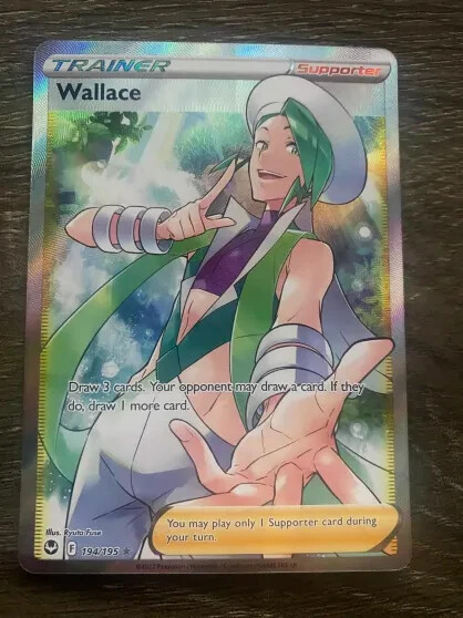 Wallace 194/195 Silver Tempest Full Art Trainer NM Pokemon Card Wallace 194/195 Silver Tempest Full Art Trainer NM Pokemon Card