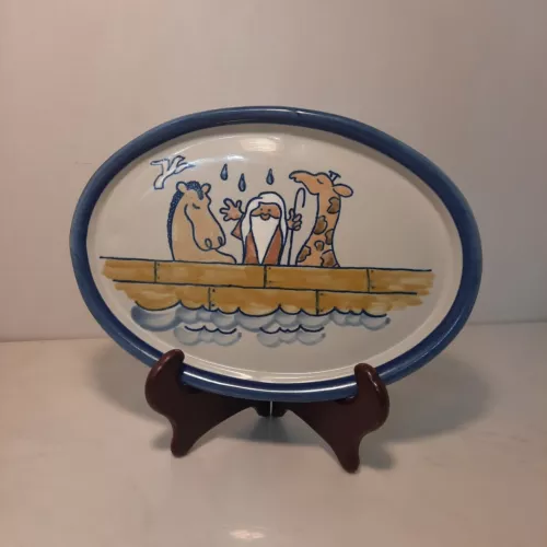 Vintage Louisville Stoneware Noah's Ark Tray 8.75" Made in Kentucky Giraffe