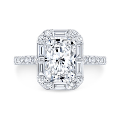 Lab Grown 1,80 Ct Radiant Cut Diamond Engagement Ring 950 Platinum IGI
