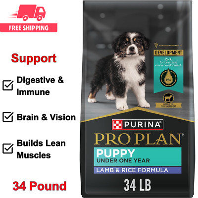 High Protein Puppy Food | DHA Lamb & Rice Formula | 34 lb Bag for Brain Health