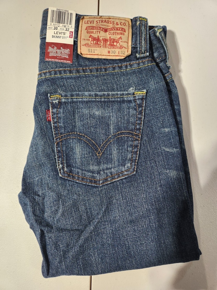 NEW Levi Strauss 511 Blue W30 L32 Mens Skinny Leg Denim Jeans Red