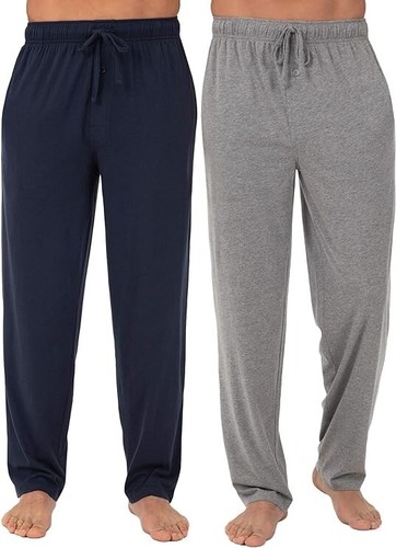 Fruit of the Loom Men's 2-pack Jersey Knit Sleep Pant, Navy/Light Gray, Large - 第 1/5 張圖片