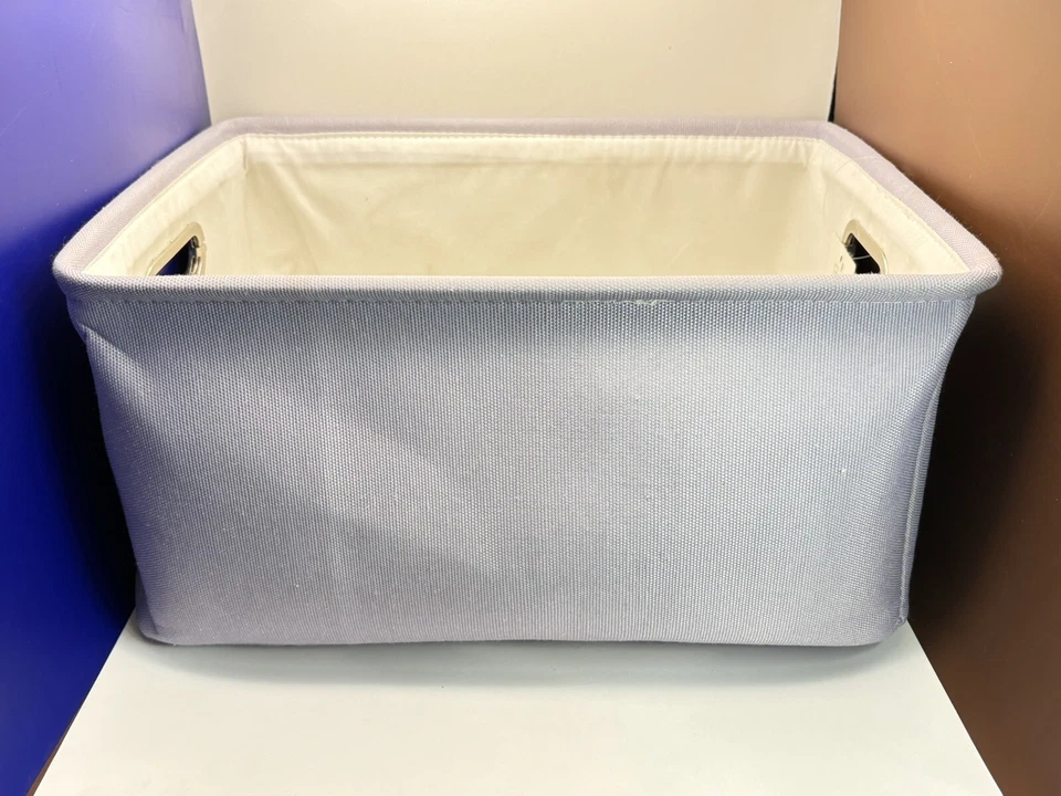 Mainstays Canvas Storage Bin | Light Purple | NWT Silver Handle - Image 4 of 4