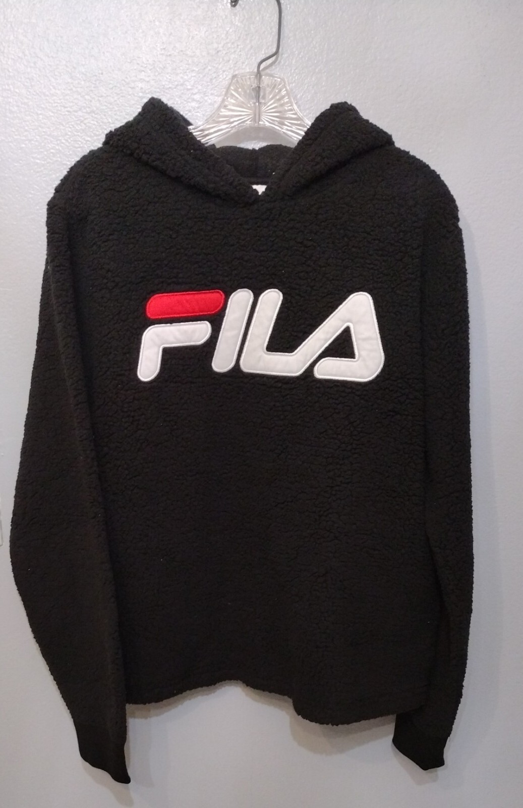 Felpa con cappuccio Fila pile donna taglia grande logo manica lunga calda morbida activewear