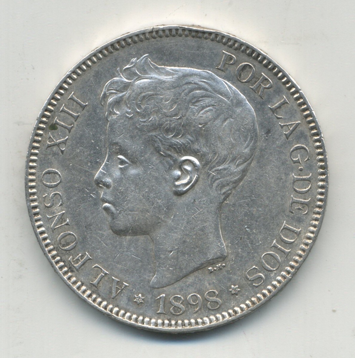 Spain España Alfonso XIII 5 Pesetas 1898 *18 98 Madrid SM V KM 707 