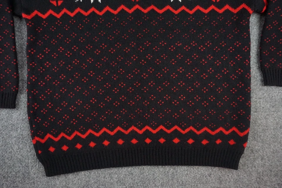 Hastings Smith Sweater Womens Medium Black Red Vintage Wool Christmas Snowflake - Image 2 of 4