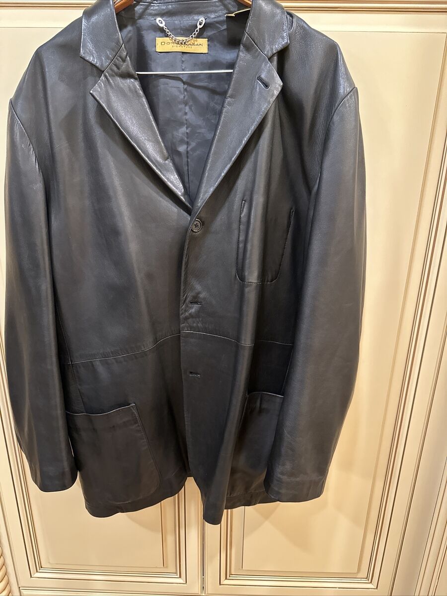 DONNA KARAN SIGNATURE MEN LEATHER JACKET BLACK XXL VINTAGE DONNA KARAN SIGNATURE MEN LEATHER JACKET BLACK XXL VINTAGE