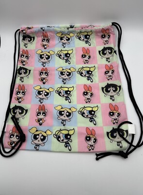 Power Puff Girls  Back Pack Gym Bag Drawstring Purse Sack Handmade New