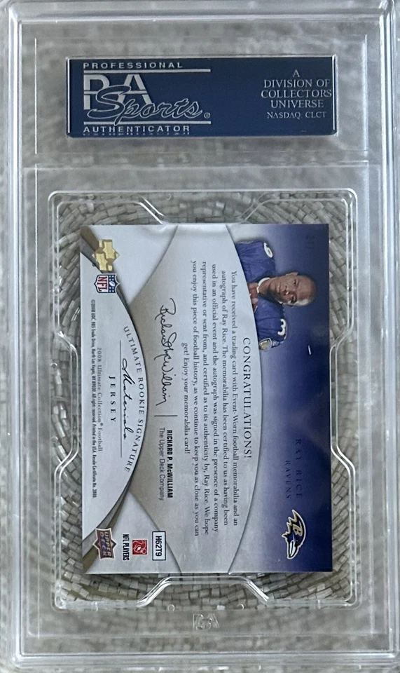 2008 UD ULTIMATE COLLECTION ROOMIE PATCH AUTO /375 RAY RICE RC PSA 10 - Image 2 of 2