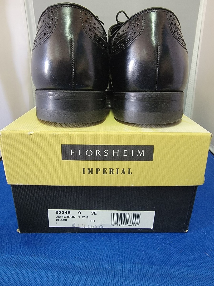 Florsheim Royal Imperial Black Leather Wing Tip Dress Shoes Men's