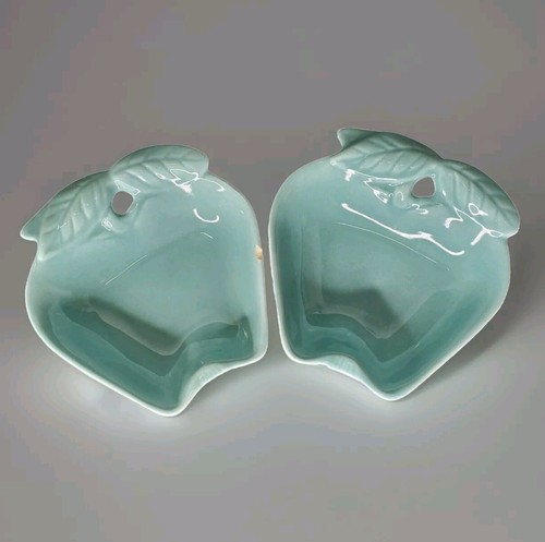 Hoenig Of California Turquoise Apple Dishes 734 USA set of 2 Chipped Vintage - 第 1/9 張圖片