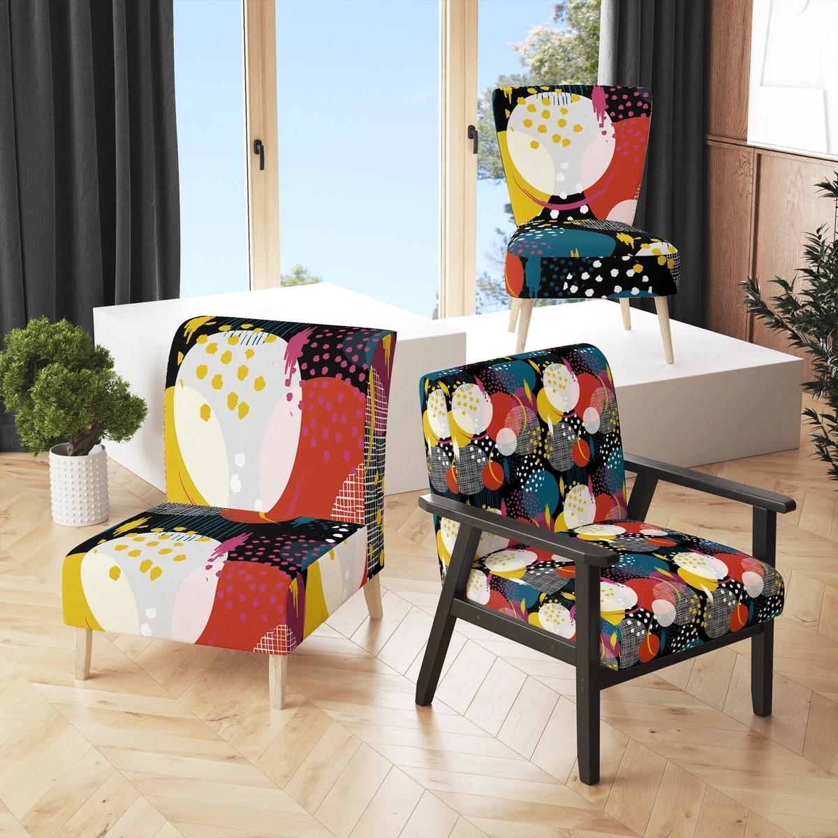 Multicolor accent chair with arms deals