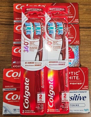 Colgate Optic White / Sensitive / 360 Soft - 7pc bundle set - Exp 2027 / 2028