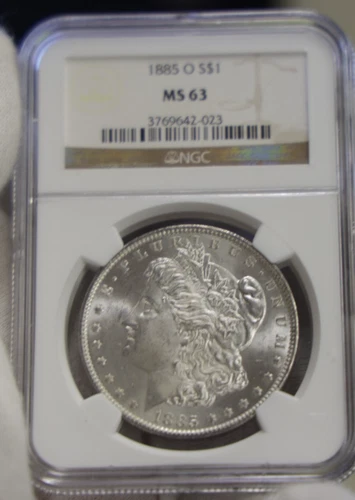 1885 O US Morgan Silver Dollar $1 NGC MS63 Nice Coin
