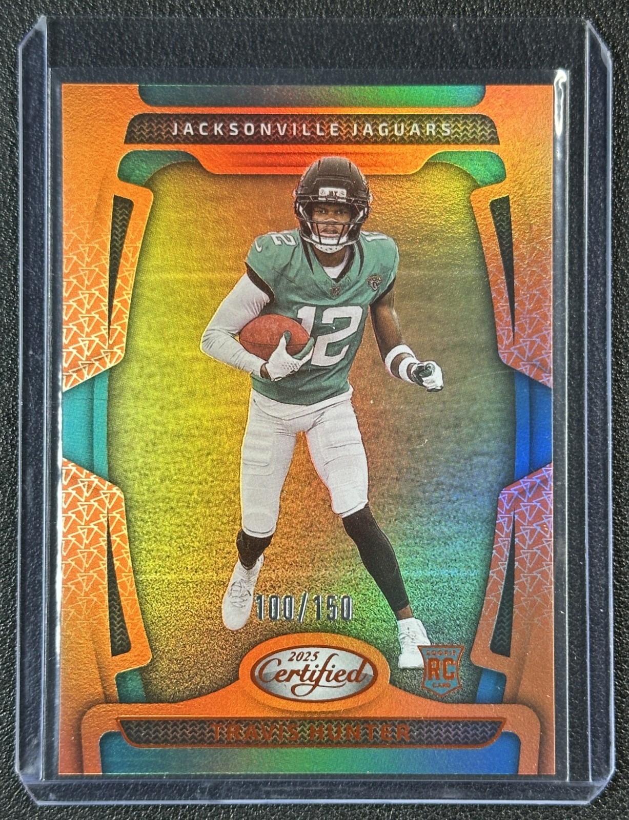 TRAVIS HUNTER 2025 PANINI CERTIFIED #107 ROOKIE MIRROR ORANGE RC 100/150 JAGUARS
