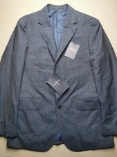 T.M.LEWIN x ERMENEGILDO ZEGNA Mens UK 38R Caselli Slim Fit Wool Jacket NEW Blue