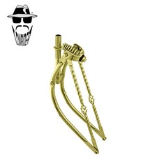 ORIGINAL LOWRIDER 26" Bent 1" Gold Suspension Fork w/Cage Square Twisted Bars.