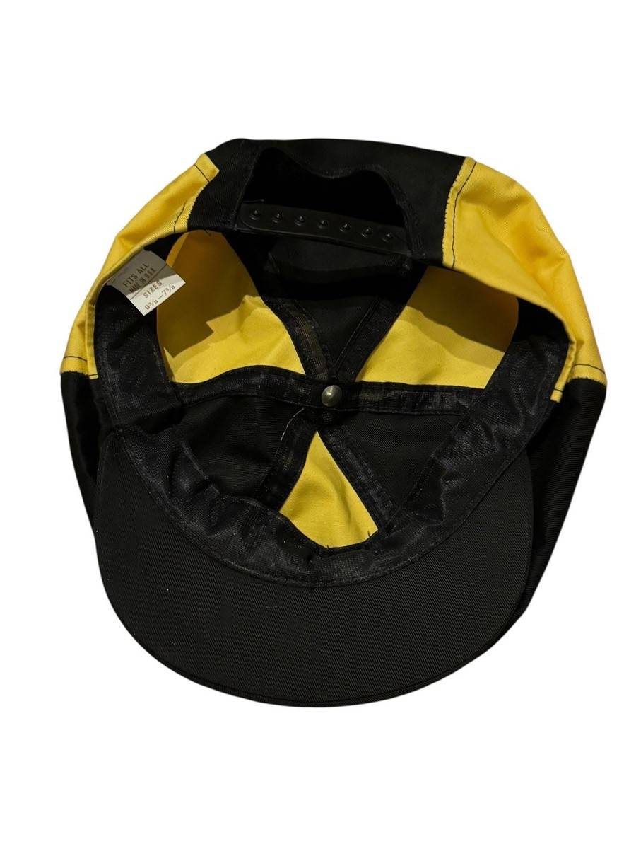 Vintage Black Yellow Newsboy Balloon Gatsby Cap Hat USA Made 5/8 5/8