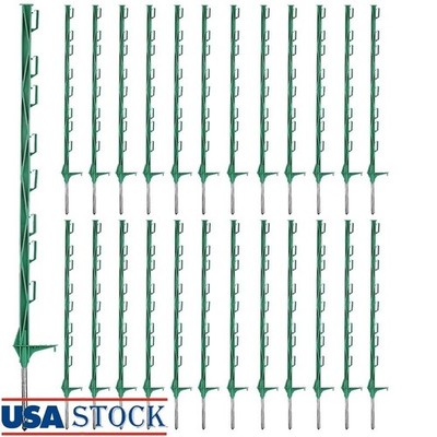 25 Pack Electric Fence Posts Step-in Temporary Fencing System Sturdy Garden Farm