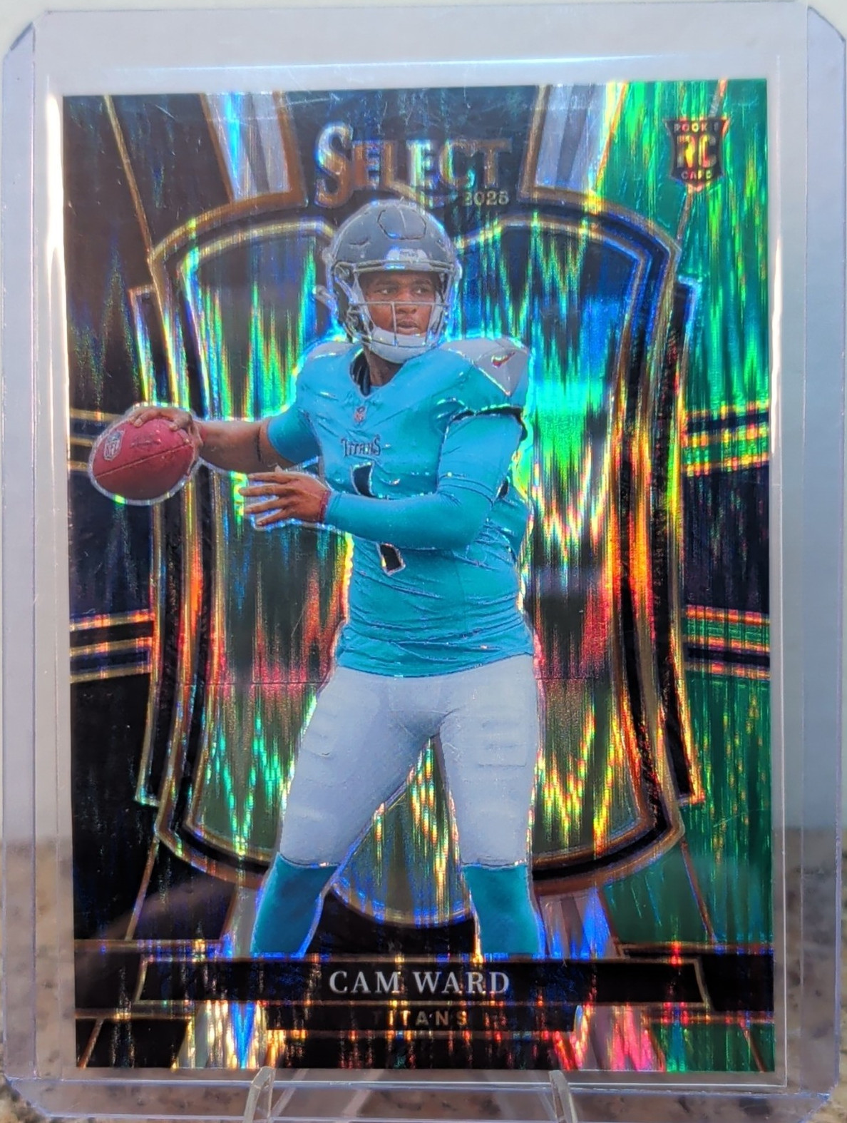 2025 Select - Cam Ward Premier Level Black & Green Shock Prizm - Titans RC QB