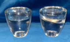 2 Reversible Heavy Glass Tea light Votive Candlestick Holders 3 h X 2.5 w