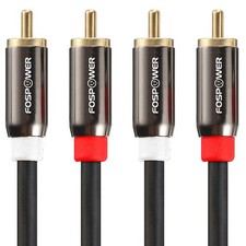 FosPower 2 RCA M/M Stereo Audio Cable 24K Gold Plated  Copper Core 2RCA Ma...