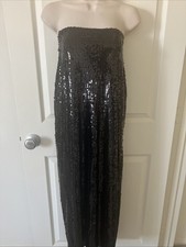Fashion Nova Shine Away Black Sequin Midi Strapless Dress / Maxi Skirt XL