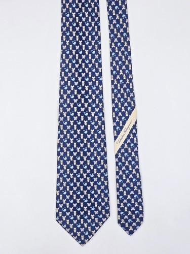 Salvatore Ferragamo Tie Silk Necktie Whale Elephant Butterfly Bear on Blue - Foto 3 di 9
