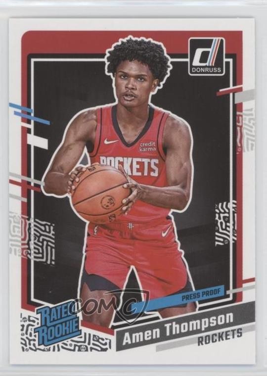 2023-24 Panini Donruss Rated Silver Press Proof Amen Thompson #206 Rookie RC 4g0