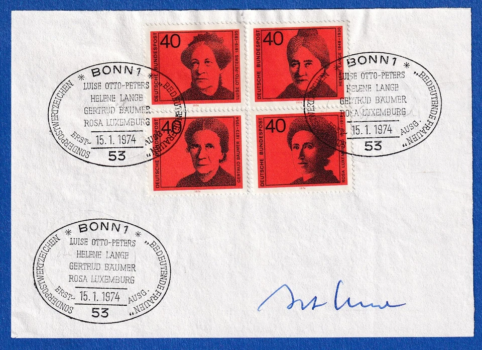 Horst Ehmke original-Autogramm, auf Vorlage mit Briefmarke 1974 - Bild 1 von 1