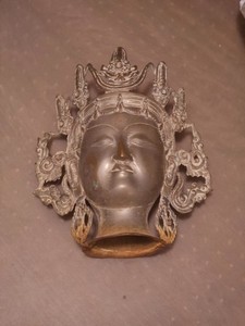 ANTIQUE TIBETAN BRONZE BUDDHA TARA GODDESS BODHISATTVA HEAD BUST SCULPTURE INDIA