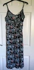 Oasis Black Multi Floral Cold Shoulder Ruffle/Frill Adj Straps Dress Belt M Med