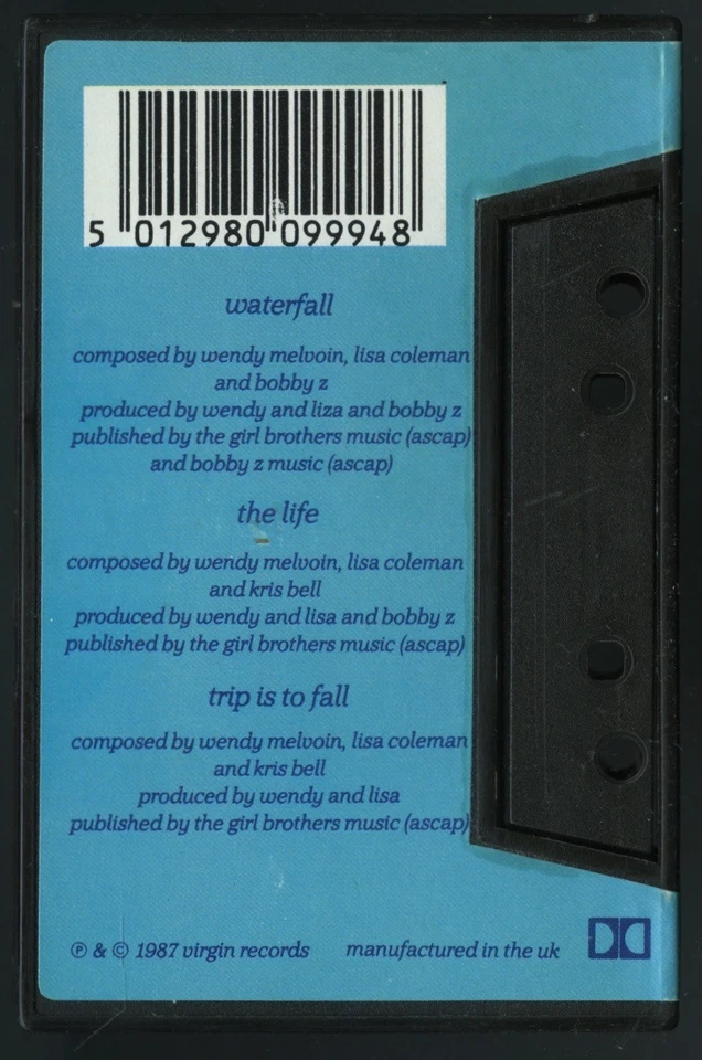 WENDY & LISA - Waterfall - 1987 Cassette Single Tape [VG+] - Bild 2 von 4