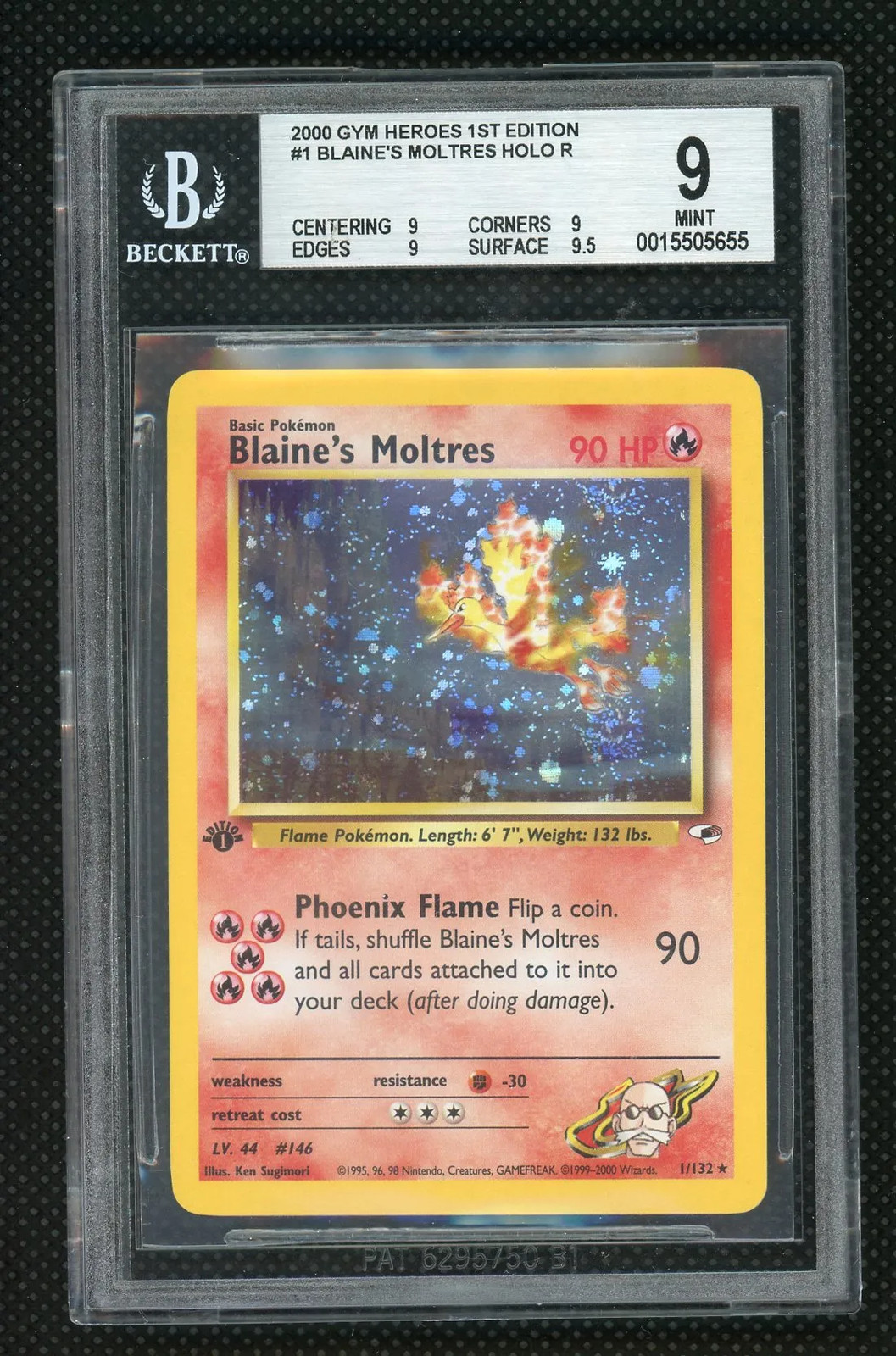 Blaine's Moltres 2000 Pokemon Gym Heroes 1st Edition BGS 9 #1
