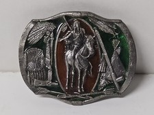 Vintage 1984 Native American Bergamot Brass Works Belt Buckle USA