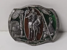 Vintage 1984 Native American Bergamot Brass Works Belt Buckle USA