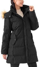 Women's Long Thicken Puffer Jacket Faux Fur Hood Military Green Size L NEW
