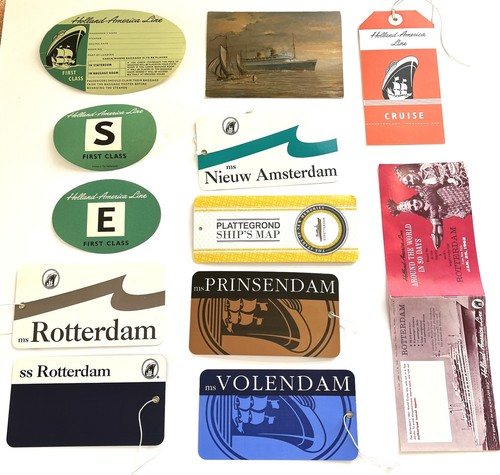 Holland America Line Cruise Ephemera – Luggage Stickers, Tags, Map, Postcard, et