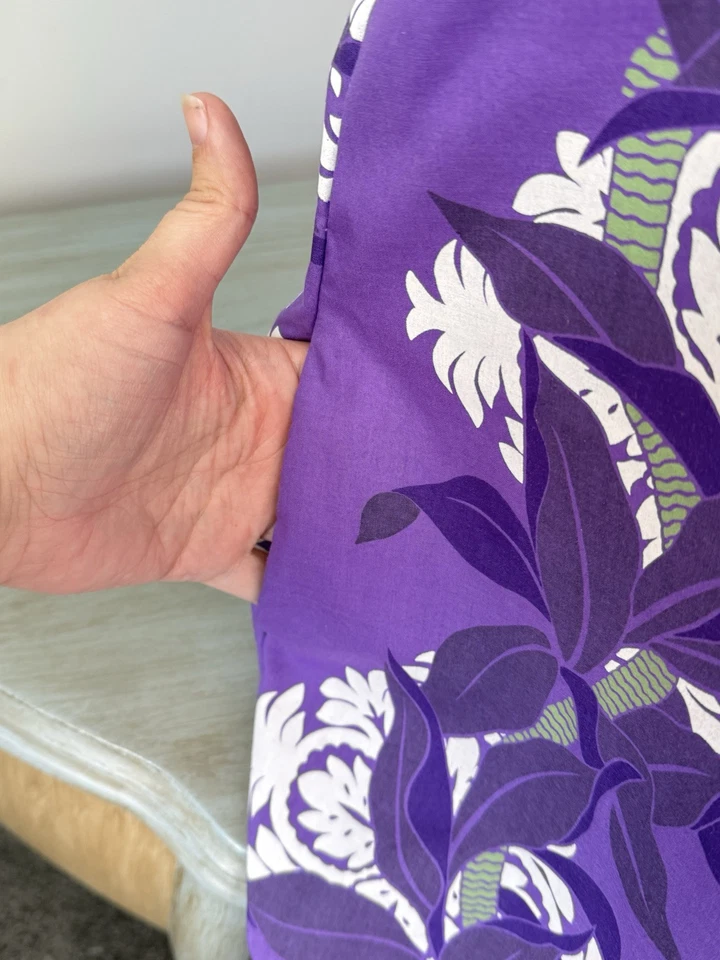 Vestido Hawaiano Original L Grande Muumuu Púrpura Floral Camisa Manga Foto 4 de 4