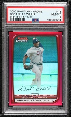 2008 Bowman Chrome Red Refractor 2/5 Dontrelle Willis #48 PSA 8 06bg
