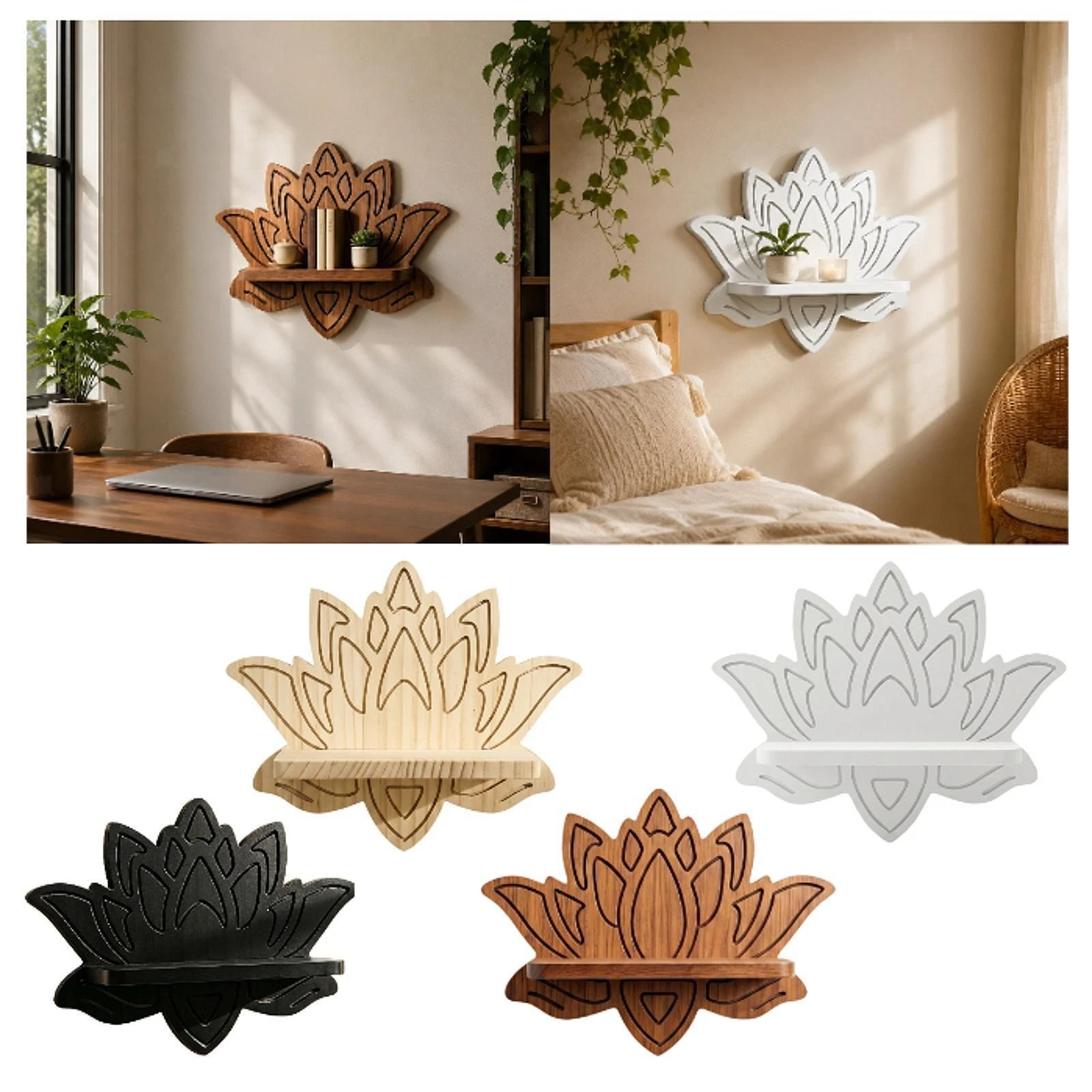 Lotus Shaped Wall Shelf Wall Mount Decoration for Farmhouse Office Pictures
Opens in a new window or